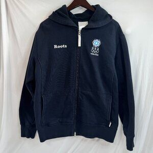 Roots USA Toronto 2006 Olympic Hoodie Women’s Large Navy Blue Zip Sweatshirt Tea